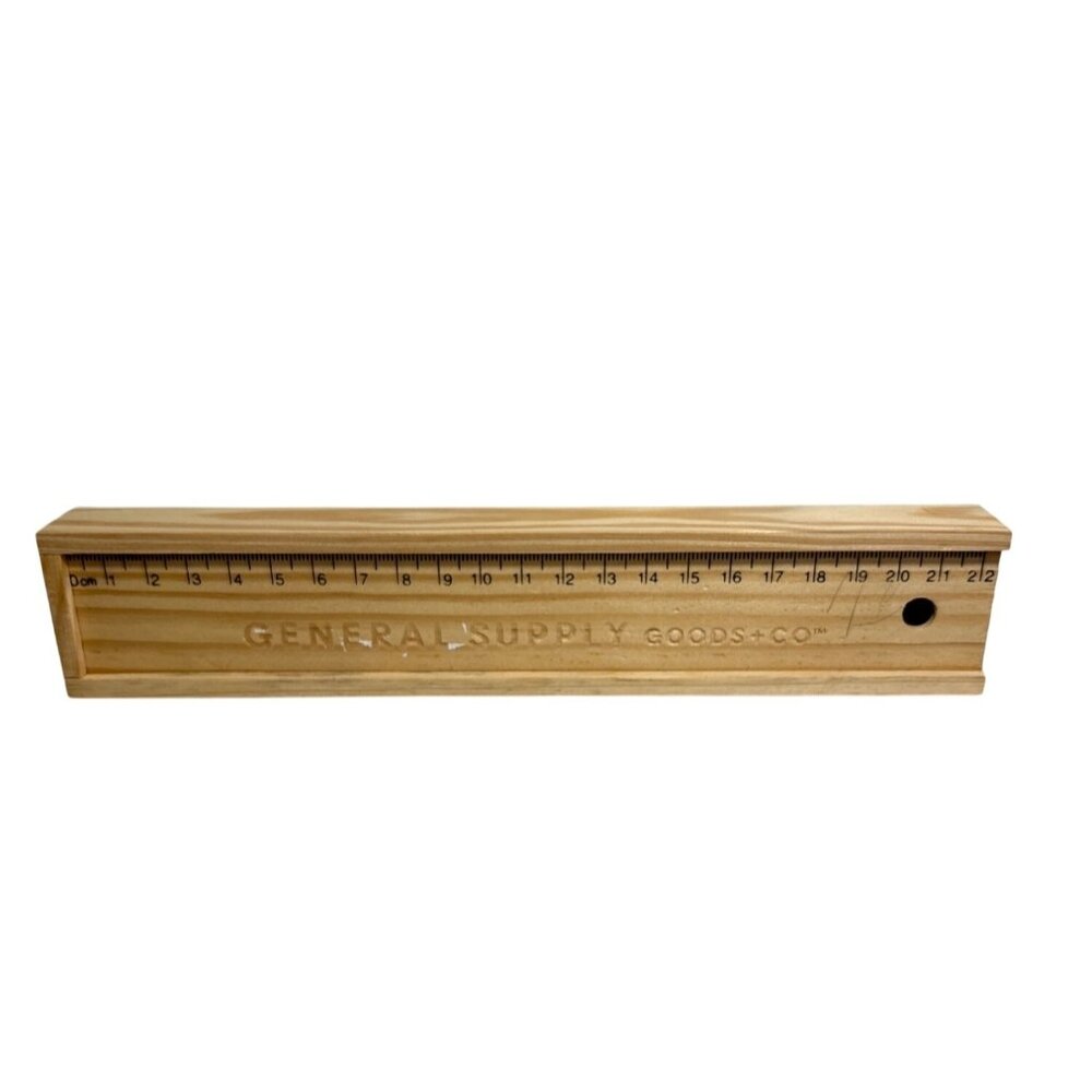 General Supply Goods & Co. Wooden Ruler Box With Lid 22 cm